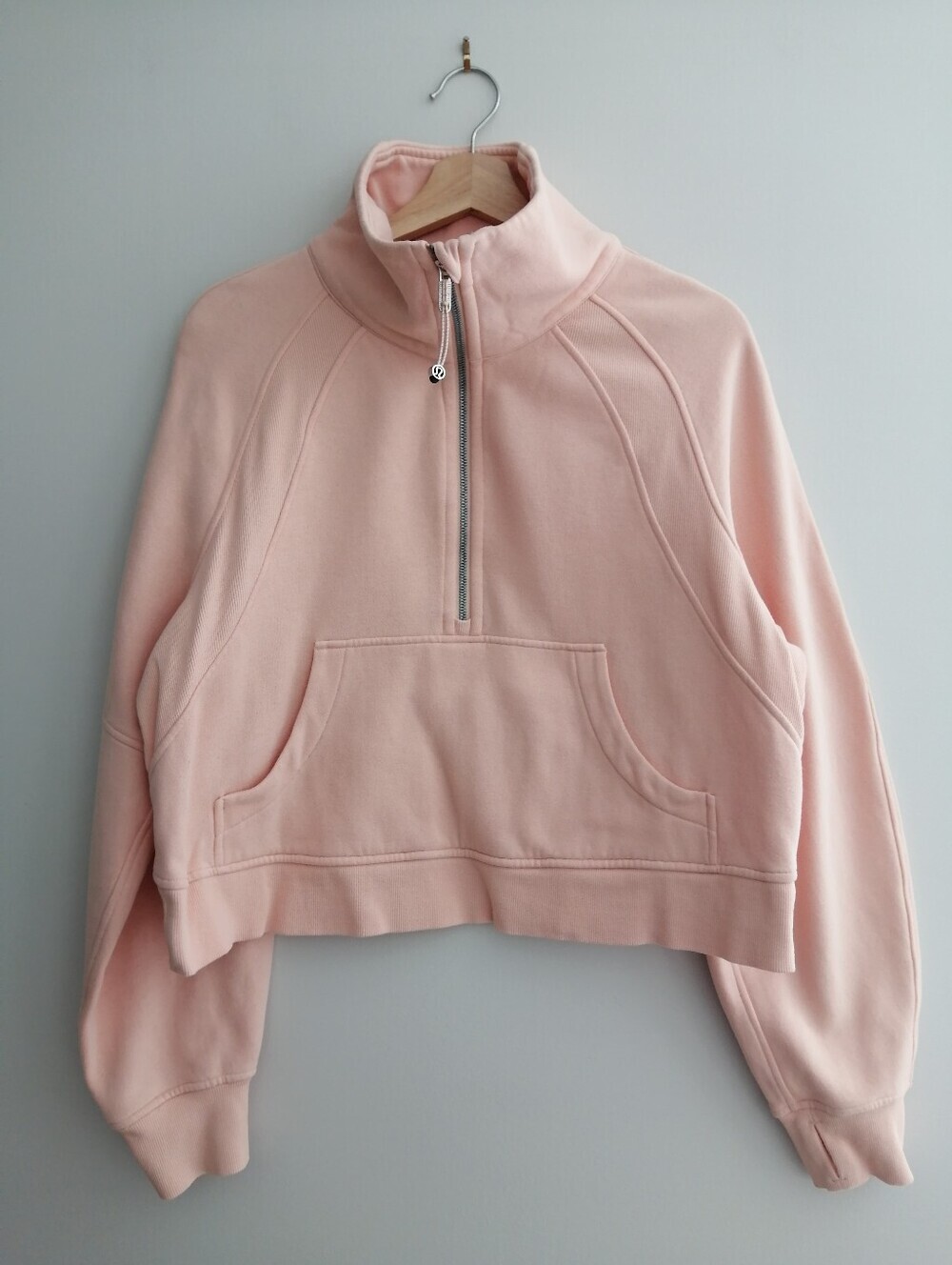 Lululemon Scuba Oversized Funnel Neck Half 1/2 Zip Sweatshirt Peach Pink Sz M/L